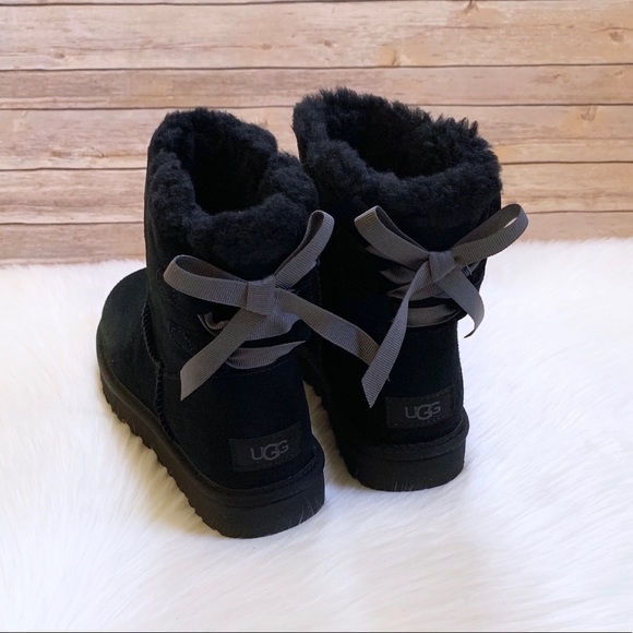 UGG Mini Continuity Bow Boots In Black - Picture 3 of 8
